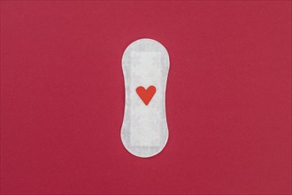 Top view sanitary towel with heart. Resolution and high quality beautiful photo