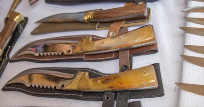 Steel knife set in the view