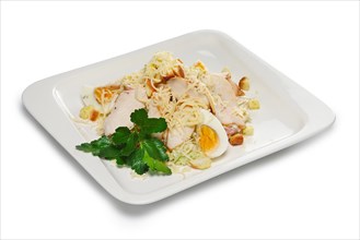 Layout for menu. Chicken fillet with egg
