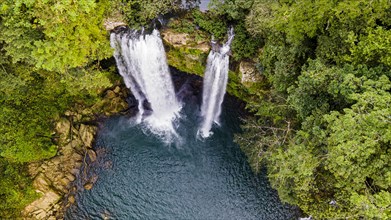 Aerial of Misol Ha waterfall