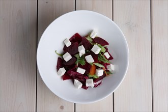 Top view of salad with beetroot