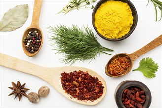 Flat lay spices ingredients