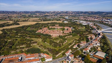 Aerial of the star shaped Citadel of Alessandria