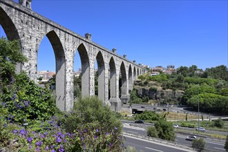 18th century historical Aqueduct of the Free Waters or Aguas Livres Aqueduct