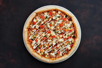 Top view of pizza with feta