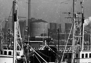 The Maasvlakte in the Netherlands at the start of construction on 10. 11. 1971 on a very large international port near Rotterdam