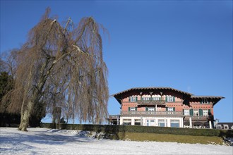 Villa Borgnis spa hotel in winter with snow