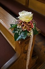 Pew with flower decoration