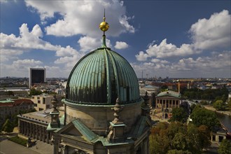 Elevated view of a dome of the Berlin Cathedral and Museum Island
