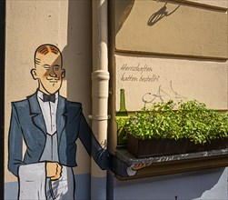 Wall painting with Zille motifs on the facade of a Berlin apartment building in Hagenauer Strasse