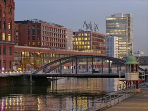 The Busanbruecke in Hamburg's Hafencity and the Elbtorpromenade in the background. Hafencity