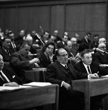 Session of the North Rhine-Westphalian Parliament in 1965 in Duesseldorf. . Franz Meyers