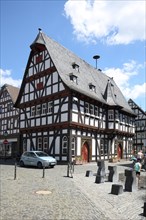 Historic town hall and half-timbered house in Schotten