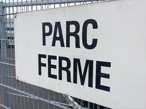 Sign Parc Ferme at car races