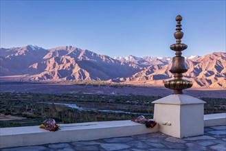The view from the top of the roof at Spituk Monastery