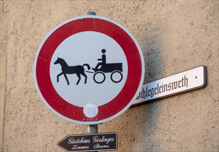 Prohibition sign for horse-drawn carts
