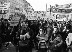 Greeks and Germans demonstrated in Bonn on 10. 3. 1973 against the Greek military junta and for freedom in Greece