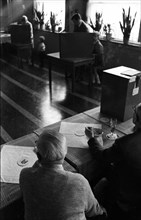 The 1969 federal election here on 28. 9. 1969 at a polling station in a district of Dortmund