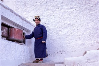 An elderly man at Spituk Monastery
