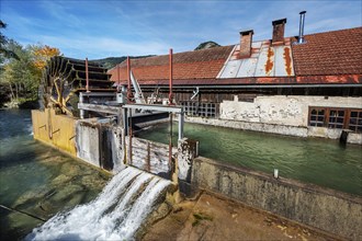 The hammer mill with water wheel