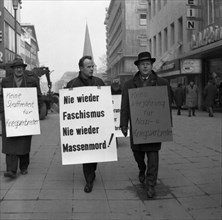 A protest by left-wingers and pacifists in the centre of Essen in 1965 turned against a glorification of Nazi crimes with a protest . Alois Stoff