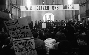 The activities of the peace movement in the Ruhr area in the years 1965 to 1971. NPD election campaign with protests 1969 Essen
