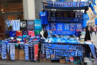Fan shop and merchandise of the SSC Naples football club in the old town