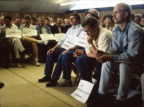 Hattingen. IG Metall protest at Thyssen meeting in 1987
