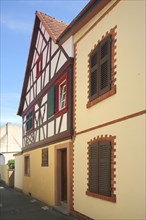 Half-timbered house with shutters in Oestrich