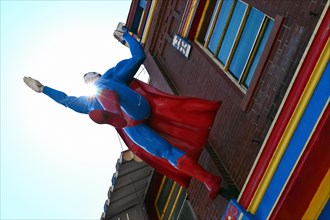 Superman statue at the Superman Museum in the historic district of Metropolis