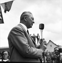 Federal Chancellor Kurt-Georg Kiesinger in 1969 opens the campaign for the 1969 federal election in his constituency of Loerrach