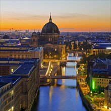 The Berlin Cathedral with the Spree in the sunset