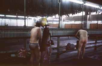 Dortmund. Shift change at a Dortmund colliery in 1988. Washhouse