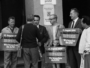 Communists demonstrated in front of the Duesseldorf city council on 26. 8. 1968 against the ban of their party