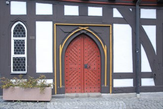 Door with fittings and rivets at the historic town hall