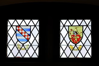 Two historical coats of arms of the Bechtermuenze and Gutenberg families
