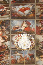Ceiling Painting and Chandelier