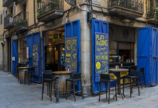 Small Spanish bodega in the alleys of Barcelona