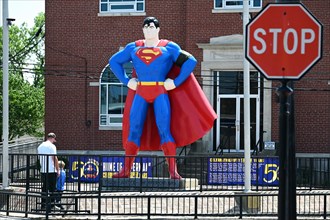 Statue of Superman in the historic centre of Metropolis
