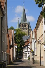 Alley in the old town and St. Laurentius Church