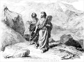 Moses and Joshua coming down from the mountain