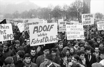 The 4th party congress of the radical right-wing NPD on 13 February 1970 in Wertheim in Baden-Wuerttemberg was accompanied by massive protests by democratic associations and parties