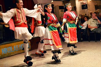 Tourists encounter impressive evidence of Roman and Greek history on a round trip through western Turkey and to the Greek island of Rhodes. The picture shows: Folk dance group in front of and with tou...