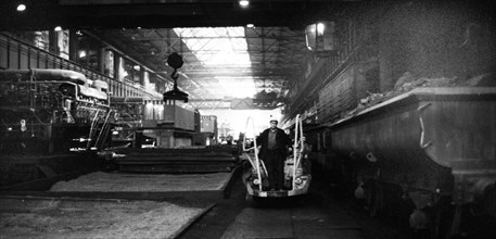 Steel production at Hoesch AG Westfalenhuette in 1966 in Dortmund