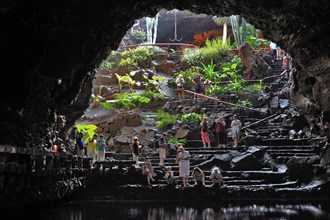 The grotto with the pond of white crabs in Jameos del Agua