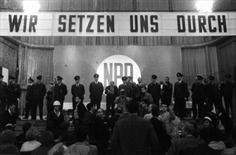The activities of the peace movement in the Ruhr area in the years 1965 to 1971. NPD election campaign with protests 1969 Essen