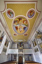 Organ loft and ceiling frescoes