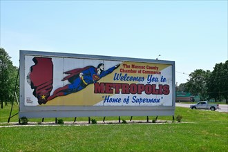 Welcome sign in the home of Superman