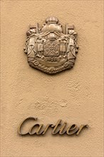Logo and lettering of Jeweller Cartier on shop