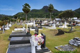 Typical graves in the cemetery of the capital Victoria